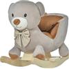 HOMCOM Cavallo a Dondolo a Forma di Orso per Bambini 18-36 mesi con Suoni Grigio