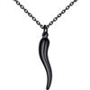 U7 Collana Uomo Nera Corno Italiano Ciondolo Cornetto Portafortuna Piccolo 40mm Collana Uomo Acciaio Inossidabile Pendente Corno Portafortuna con Catena 55cm+5cm Regalo per Natale Compleanno