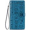 Fertuo Cover Xiaomi Redmi Note 8T, Custodia Portafoglio a Libro in Pelle Flip Cover con Porta Carte, Chiusura Magnetica [Disegni di Gatto Cane] Case Antiurto per Redmi Note 8T, Blu