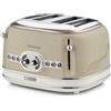 Ariete 156 Tostapane Vintage 4 fette di pane - senza pinze - 6 Livelli di tostatura - Defrost - 1600 Watt - Linea Vintage - Beige