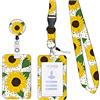 KHDULQ Porta Badge,Porta Tesserino da Collo,Lanyard Cordino Porta Badge Da Collo, Porta Badge, (Motivo Fiore Arancione) Adatto Per Cordino Per Telefoni Cellulari, Forniture Per Ufficio E Scolastiche