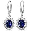 PRETTERY Set di orecchini a goccia in argento Sterling 925 con zaffiro blu, collana e orecchini pendenti pendenti con zirconia cubica blu 5A, regalo per compleanno, San Valentino, Zirconia cubica