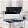Leepesx Cappa a Parete 90 cm in Acciaio Inox e Vetro Temperato Nero,Cappa,Cappa a Parete,Cappa Aspirante,Cappa Cucina