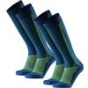 DANISH ENDURANCE Calze Compressione Graduata Uomo Donna 21-26 mmhg, Recupero, Viaggi, Sport, 2 Paia, Blu/Giallo Fluo, 35-38