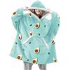 EUDOLAH Felpa Uomo Ragazzo Sherpa Flanella Spessa con Cappuccio e Tasca Tops Oversize Foderati Coperta Termico Inverno Autunno (Taglia Unica,Z Motivo Avocado)