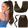 LaaVoo Coda Capelli Extension Veri Marrone Scuro Remy Extension Coda Capelli Veri Ponytail Estensione Della Coda Di Cavallo Dei Capelli Umani 30cm 70g #4