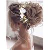 Vakkery - Accessorio per capelli da sposa, cerchietto a forma di pianta rampicante e fiori, con perle, per donne e ragazze (oro)