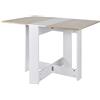 HUOLE Tavolo Pieghevole con 2 Ripiani iInferiori in Legno, Tavolo Richiudibile con Ruote per 6 Persone, Box Portaoggetti e Rotelle, Tavolo Pieghevole in MDF,103*76*73,4 cm (bianco + colore rovere)