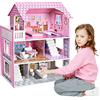 NAIZY Casa delle bambole Deluxe per bambini in legno Casa dei Sogni Dollhouse playset 70x60x24 cm rosa 3 piani con mobili e accessori villa delle bambole Casa del camper fai-da-te Villa dei sogni