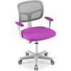 FANTASK Sedia da scrivania per bambini girevole a 360°, colore viola, con 5 ruote bloccabili, 80-91,5 cm, altezza regolabile con schienale e braccioli, per bambini dai 3 ai 10 anni