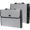 TUKA-i-AKUT 2X A4 Cartelle Porta documenti espandibili con maniglia telescopica, PP Archivio Divisore Documenti Fisarmonica, espansione portadocumenti Scatola ufficio Scuola, Impermeabile, grigio TKD8001-2X
