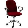 MOVKZACV Coprisedia da ufficio universale girevole per sedia da computer, stile moderno semplismo elasticizzato, lavabile con schienale alto (sedia non inclusa) (rosso vino)