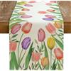 SALGIA Piante Fiori Runner da Tavolo, Runner Tavola Moderno con Fiori, Runner da Tavola con Fiori, Primaverile Cucina Tavolo Decorazione, 33 x 183 cm (C)