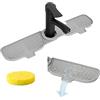 Generisch Generico Confezione 2 tappetini lavello paraspruzzi 1 pennello legno tappetino aspirazione silicone rubinetto adatto cucina bagno