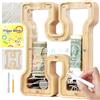 Lakpopya Salvadanaio in Legno per Bambini Salvadanaio Lettre Personalizzato di A-Z Salvadanaio Apribile Trasparente per Decorazione Regalo Battesimo (H)