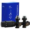 Vancoco Valvola Radiatore Angolare Valvole per Radiatori con Blocco H Connessioni Centrali da 50 mm Universale Valvola Radiatore Con Testa Termostatica Valvola per Termosifone Nero