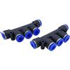 CNCTEC IQS pneumatico multiplo connettore ad aria compressa a T con 5 uscite, 6 mm, 2 pezzi