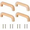 SWAWIS 4 Pezzi Pomelli Maniglia per Mobili Moderni in Legno, 96mm Pomelli Cassetti per Mobili Cucina con Viti, Arcuato Maniglie per Mobili da Cucina Faggio per Armadi Cassetti Mobili Cucine