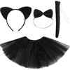 KRYMSON Set di 4 costumi da gatto per bambini, per bambini, coda di gatto e mosche, costume da coda di gatto, costume da gatto per ragazze, costume di Halloween per bambini