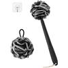 ROLIZOE Spazzola antiscivolo con manico in plastica da 43,2 cm, doccia in luffa e luffa su bastone, colore: nero con bordo bianco
