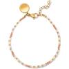 SINGULARU - Bracciale Floral Colors. Acciaio con Finitura Placcata Oro 18Kt. Lunghezza 16 + 3 cm e Dettagli con Pietre Colorate. Gioielli per Donna