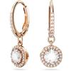 Swarovski Orecchini pendenti Constella, Taglio tondo, Pavé, Bianchi, Placcato color oro rosa