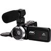 BAFEIYA Registratore per videocamera Vlogging con videocamera Videocamera Full 4K Videocamere digitali professionali Streaming live Fotografia 18X Registratore Vlog Webcam Ultra HD(NO SD Card,With Microphone)