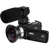 BAFEIYA Registratore per videocamera Vlogging con videocamera Videocamera Full 4K Videocamere digitali professionali Streaming live Fotografia 18X Registratore Vlog Webcam Ultra HD(NO SD Card,With Lens Microp