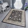TAPISO Dubai Tappeto Tradizionale Pelo Corto Soggiorno Design Classico Cornice Motivo Floreale Ornamenti Tonalità Grigio Scuro Salotto Sala Camera Ufficio Oeko-Tex 60 x 100 cm