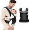 IULONEE Marsupio per Neonati Ergonomico Porta Bebè Portaneonati con Bavaglini Staccabili Baby Carrier Carry Porta bambini 3-36 Mese (3-15kg) (Nero)