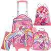 HTgroce Zaino con Ruote Scuola Elementare, Trolley Unicorno, Bambini Regalo Scolastico