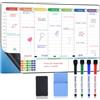 POPRUN Lavagna Adesiva da Parete e Frigo, 42×28 cm Planner Settimanale, Perfetta per Lavagnetta da Cucina, Agenda Famiglia e Pianificazione dei Pasti - in Italiano