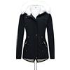 Generic Giacche invernali da donna Cappotti foderati in pile Giacche calde Parka Giacca imbottita con cappuccio coulisse Zip Up antivento Offerte di magazzino, Marina Militare, XS