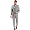 Giosal Abito Uomo Doppiopetto Vestito Completo Rigato Elegante Sartoriale Giacca Pantaloni Bottoni Metallo Fantasia Gessata Vari Colori (IT, Numero, 46, Regular, Regular, Grigio)