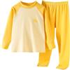 Generic Pigiama in cotone per ragazzi Set ragazze blocco manica a spalla manica lunga pigiama set camicia pantaloni pigiami biancheria intima termica set teen ragazza pantaloni della tuta Set, Giallo, 13-15