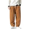 Beokeuioe Baggy - Pantaloni in velluto a coste da uomo, a gamba larga, giapponese, per il tempo libero, per lo streetwear, giallo., M