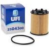UFI Filters, Filtro Olio 25.043.00, Filtro Olio per Ricambio, Adatto a Auto, Applicabile su Diversi Modelli Abarth, Alfa Romeo, Fiat, Ford, Jeep, Lancia, Opel, Subaru, Suzuki e Vauxhall