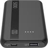 Cellularline - Power Bank 5000 - Capacità: 5000mAh - Input: 1xUSB-C 10.5W - Output: 1xUSB 12W - Celle: Li-ion Battery - LED luminosi indicano carica residua - Nero