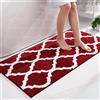 Homaxy Tappetino da bagno antiscivolo, lavabile a pelo lungo, in morbida microfibra, 60 x 120 cm, rosso vino