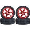 KEEDA 4PCS 1:10 RC pneumatici e ruote in plastica per 1/10 HSP HPI Tamiya RC su strada Touring Racing Drift Auto (rosso)