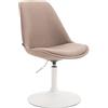 CLP Sedia Da Pranzo Regolabile Maverick In Stoffa I Sedia Design Rosa Scandinavo Base Tonda In Metallo, Colore:tortora, Colore del telaio:bianco