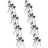 BenyLed Set di 8 Sedie da Pranzo Sedie Patchwork Colorate con Gambe in Legno Poltrona Scandinava per Cucina, Soggiorno, Bar, ECC (Nero-8pcs)
