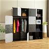 Le Stelle Armadio Modulare a Cubi con Anta Appendiabiti Scaffali Mobile Componibile Modulabile Salvaspazio Storage Organizer Vestiti Armadietto Portatile Casa Design Moderno (BIANCO/NERO, 16 CUBI)