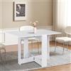 HUOLE Tavolo Pieghevole con 2 Ripiani iInferiori in Legno, Tavolo Richiudibile con Ruote per 6 Persone, Box Portaoggetti e Rotelle, Tavolo Pieghevole in MDF,103 * 76 * 73,4 cm (bianco puro)
