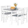 H.J WeDoo Set da pranzo da 5 pezzi, con tavolo da pranzo, e 4 sedie, rettangolare, tavolo da cucina per soggiorno, sala da pranzo, 108 x 65 x 73 cm,bianco e grigio