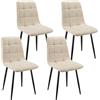 ANVOFONG Set Di 4 Sedie Da Pranzo,Sedia Da Cucina Con Piedi In Metallo Nero,Sedie Imbottite Con Tessuto Di Lino,Sedia Da Camera Da Letto Salotto Soggiorno,Beige