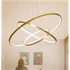 ANZHUANG Lampadario a LED Soggiorno Lampada da soffitto Creativo Rotondo a 3 Anelli lampadario, dimmerabile con Telecomando 3000K-6500K, lampade da Camera acriliche Decorazione Ufficio 76w,d'oro