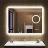 S'bagno Specchio-Bagno-con-Luce 60x80cm, Specchio-Bagno-LED con Ingrandimento 5X, Bluetooth, Antifog, 3 Colori, Dimmerabile, Memoria, Temperato, IP44, Orizzontale/Verticale