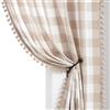 Treatmentex Tende in lino con motivo a quadretti Buffalo in stile rustico per soggiorno e camera da letto, con pompon, 102 x 137 cm, motivo a scacchi Gingham in stile fattoria, tende semitrasparenti in tonalità