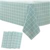 POPOYU Tovaglia in PVC a quadretti blu 3P, lavabile, 137 x 180 cm, rettangolare, impermeabile, a prova di olio, per casa, esterni, picnic, feste